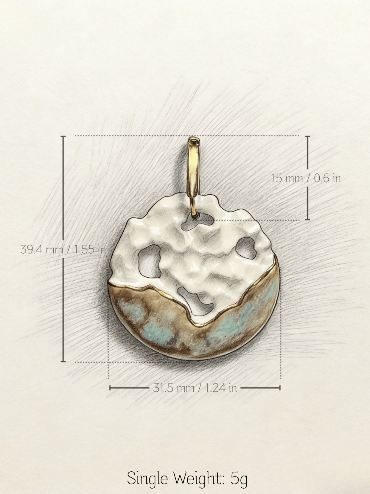 A pair of long dangling handmade ceramic earrings featuring folded white porcelain elements and gold accents, hanging against a warm, highly textured stone wall with dramatic sunlight shadows. HECROWN artisan jewelry from Jingdezhen, blending architectural elegance with a rustic wabi-sabi aesthetic.