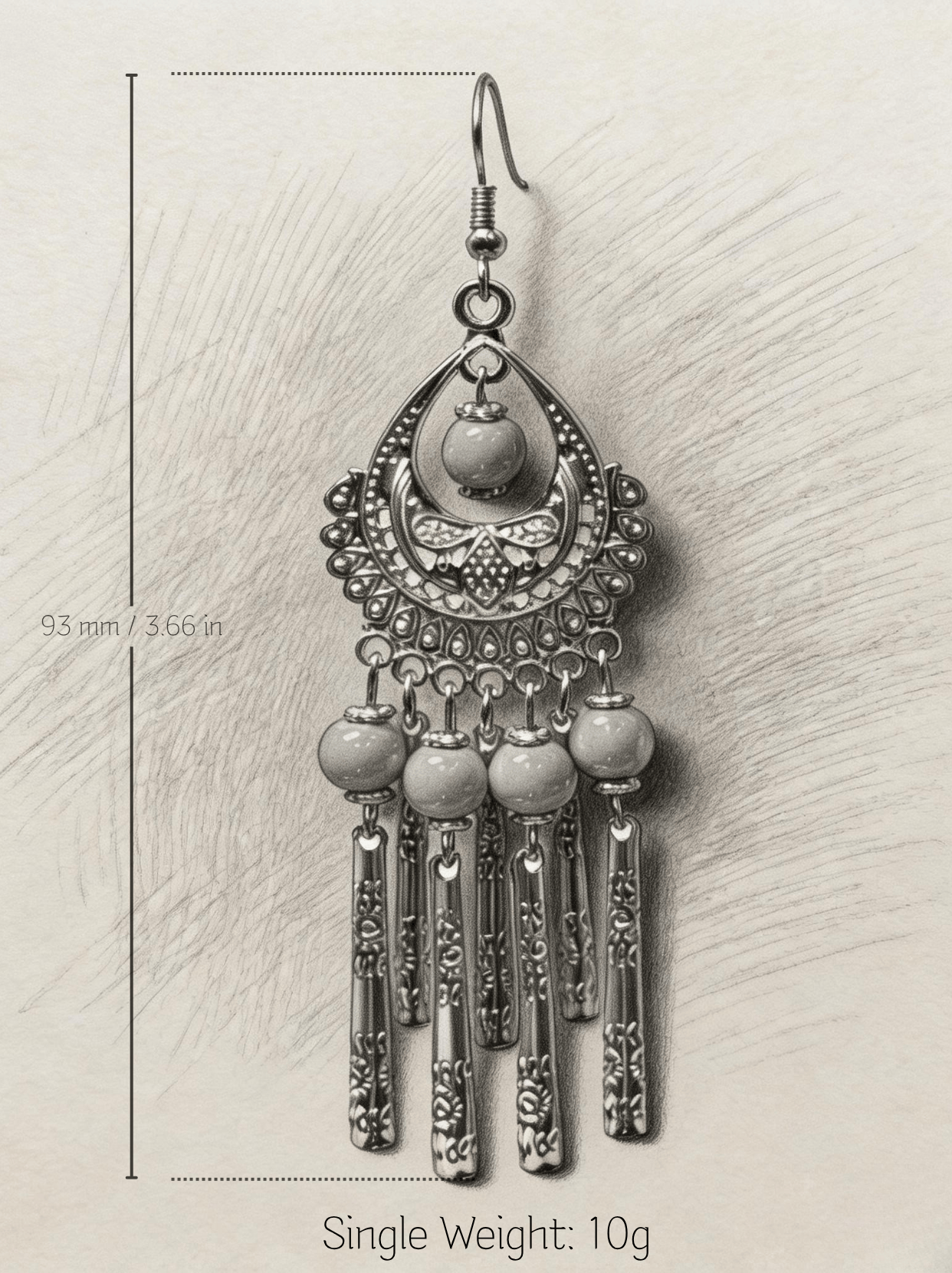 Silver Chime | Heritage Porcelain Chandelier Earrings