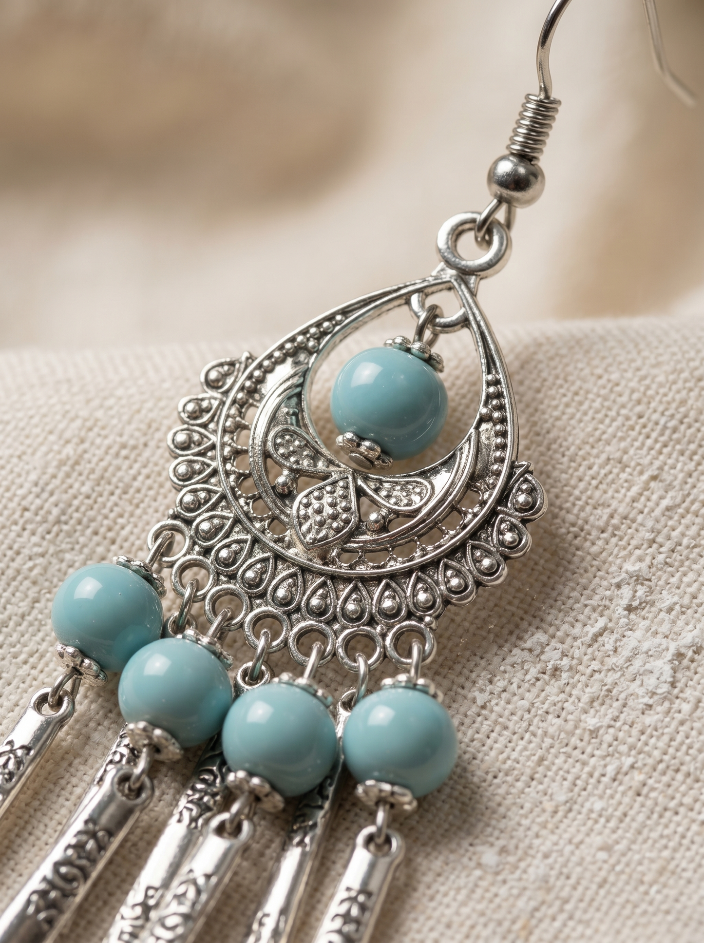 Silver Chime | Heritage Porcelain Chandelier Earrings